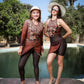 brown tiger short set