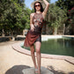brown tiger short set