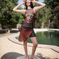 brown tiger short set