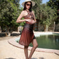 brown tiger short set