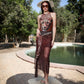 brown tiger short set