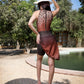 brown tiger short set